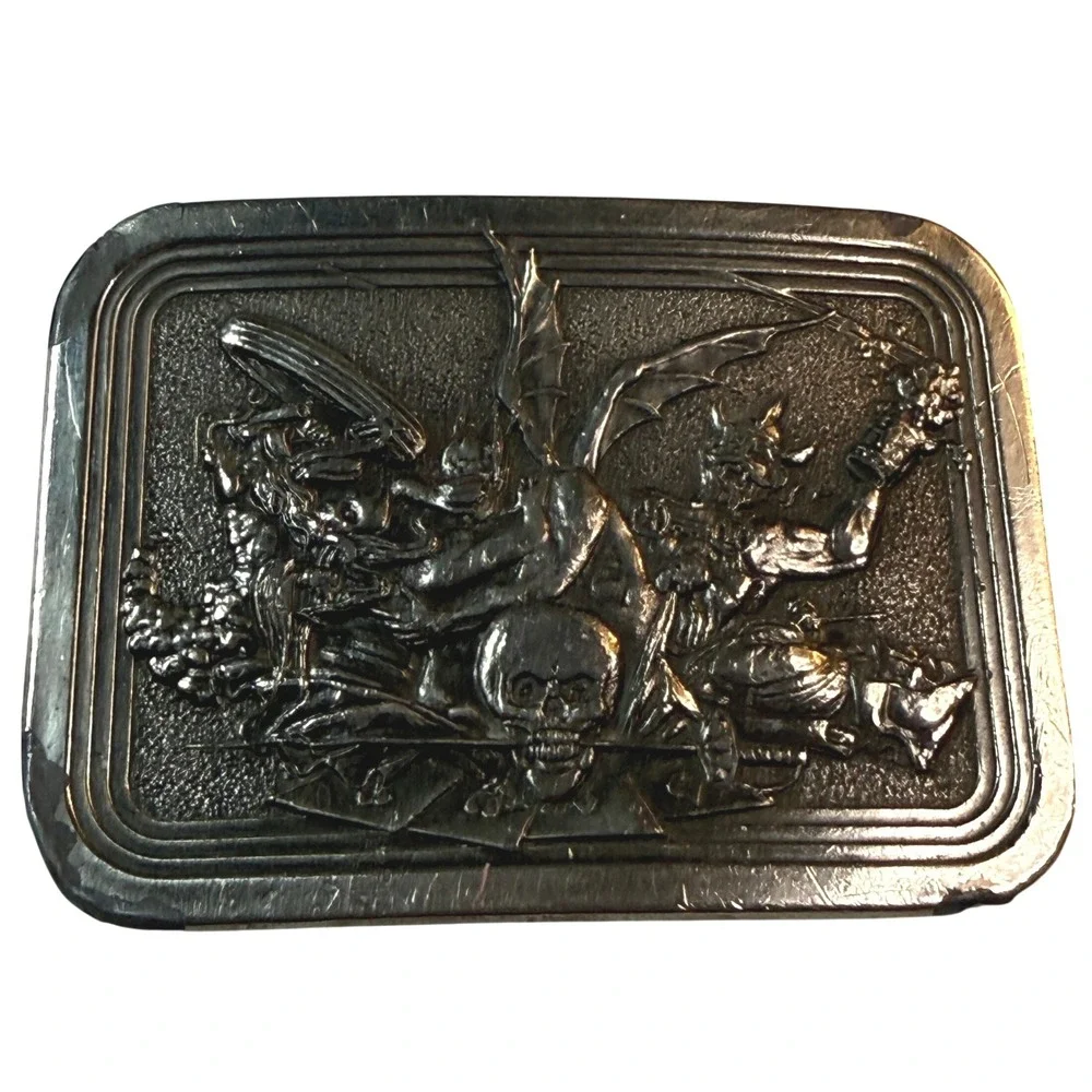 Vintage Baron Buckles Gargoyle‎ Skull Belt Buckle Made USA Gothic Fantasy Biker